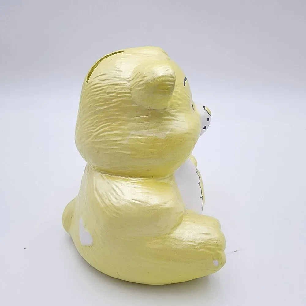 Care Bear Funshine Bear Vintage Ceramic Coin Piggy Bank‎ Yellow 5 in Rare